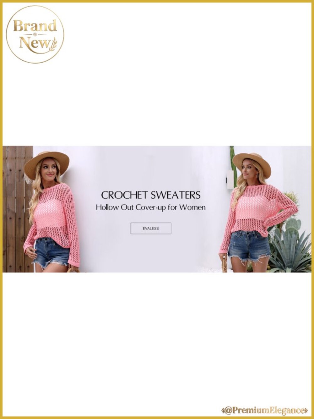 Women's Crochet Knit Sweater Long Sleeve Hollow Out Boat Neck Summer Cover Up - Picture 6 of 6